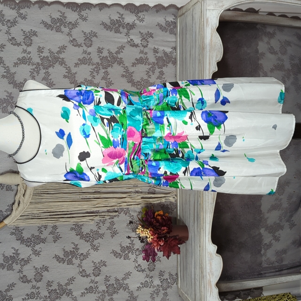 Tiana B bright floral print fit and flare dress